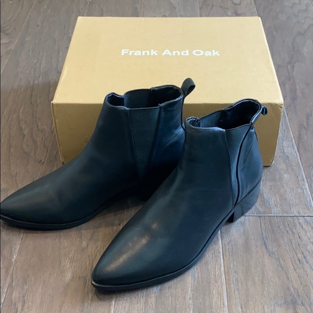 Frank and Oak black leather booties